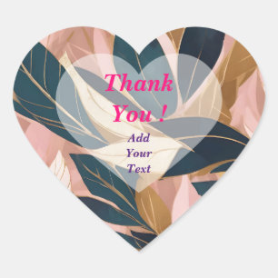 Adesivo Coração Coleção de Folhas Boho da Moda em Rosa Corado Dour