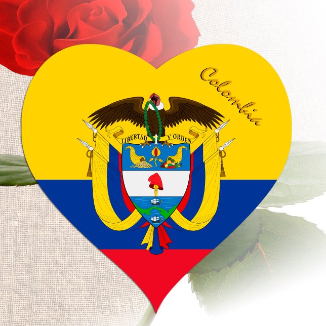 Adesivo Coração Colombia Heart Sticker, Patriotic Colombian Flag (Criador carregado)