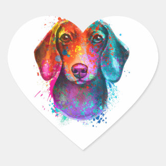 Adesivo Coração Colorful Dachshund Dog Art Illustration
