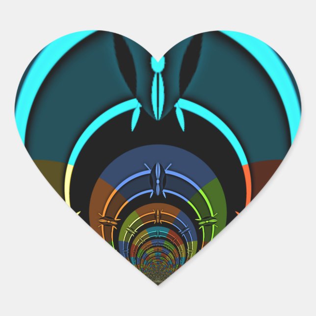 Adesivo Coração Colorida Maasai Shield Design (Frente)