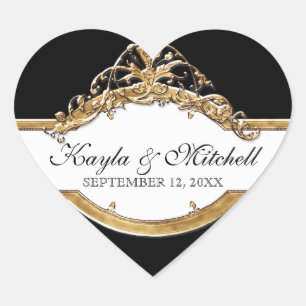 Adesivo Coração Coluna Preta Elegance 2, Ouro Correspondente Selo