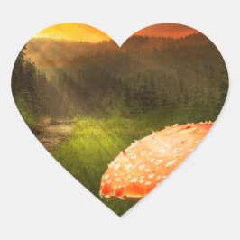 Adesivo Coração Configurando o Sun do outono.