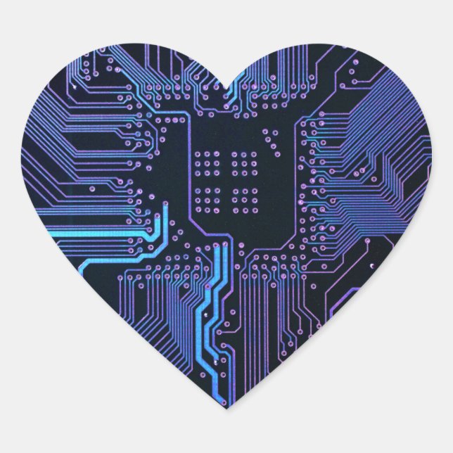 Adesivo Coração Conselho Nerd de saída PCB Blue Electronic Circuit (Frente)