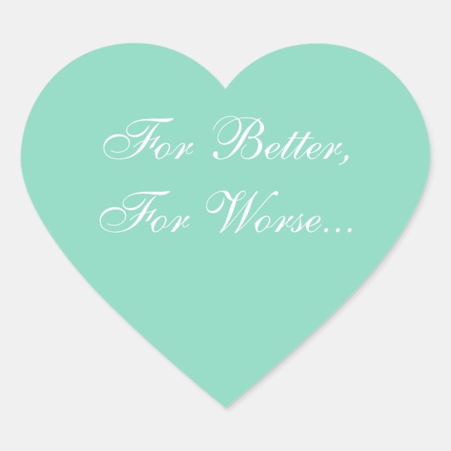 Adesivo Coração Convite Casado Pearl Aqua (Frente)