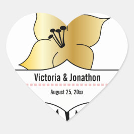 Adesivo Coração Convite de casamento de Tipografia Art Deco Lily M