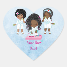 Adesivo Coração Convite de festas Spa Afro-Americano