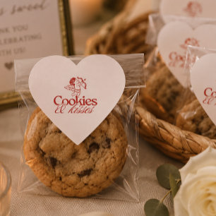 Adesivo Coração Cookies & Kisses Selos de Favor de Biscoito de C