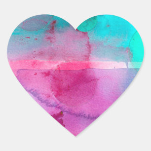 Adesivo Coração Cor d'água do Ombre Púrpura, Rosa