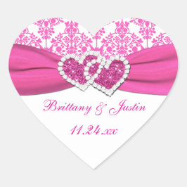 Adesivo Coração Cor-de-rosa, branco Damasco unido ao coração