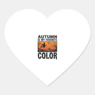 Adesivo Coração Cor Favorita de Outono, Halloween, Abóbora, Vetor