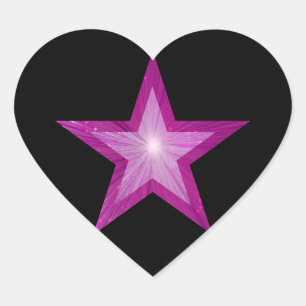 Adesivo Coração Cor preta do colante de estrela rosa