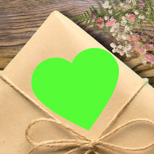 Adesivo Coração Cor Sólida Neon Verde   Clássico