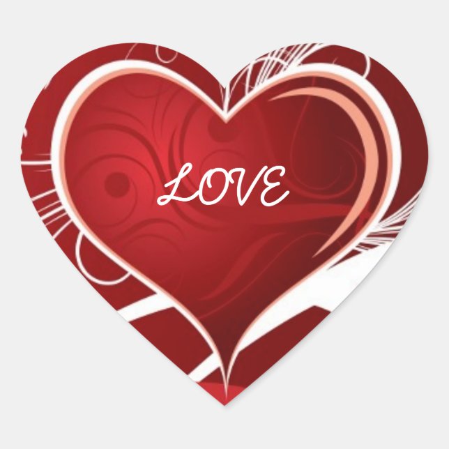 Adesivo Coração Coração Abstrato Branco E Vermelho Girly E Cabeças (Frente)