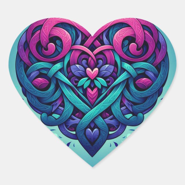 Adesivo Coração Coração celta ciano (Frente)