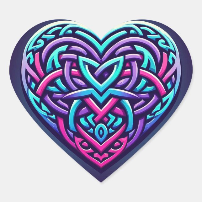 Adesivo Coração Coração Celta com Fundo Azul (Frente)
