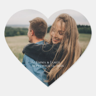 Adesivo Coração Coração de Casamento com Foto e Texto Personalizad