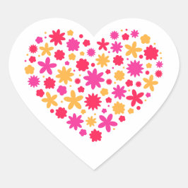 Adesivo Coração Coração de flores - Bonito presente para amantes d