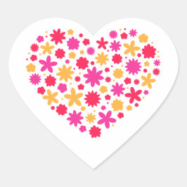 Adesivo Coração Coração de flores - Bonito presente para amantes d