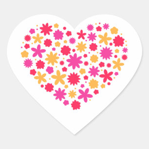 Adesivo Coração Coração de flores - Bonito presente para amantes d