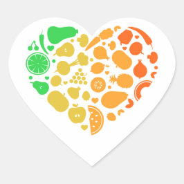 Adesivo Coração Coração de frutas e vegetais - Presente de Vegan E