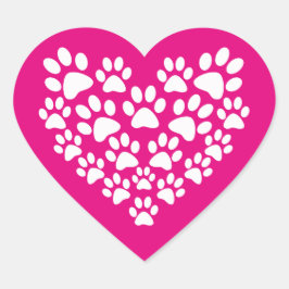Adesivo Coração Coração de Impressão de Pata Simples
