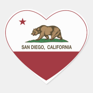 Adesivo Coração coração de San Diego da bandeira de Califórnia