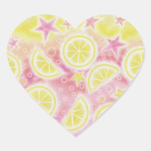 Adesivo Coração Coração do autocolante de limonada rosa