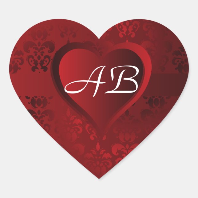 Adesivo Coração Coração do Damasco Vermelho (Frente)
