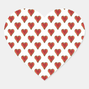 Adesivo Coração Coração Engraçado Padrão de ouro vermelho + seu tr