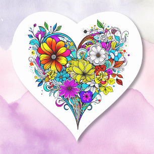 Adesivo Coração Coração Floral Bonito Dia dos Namorados