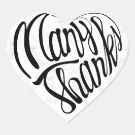 Adesivo Coração Coração formou muitos obrigados em 4 idiomas