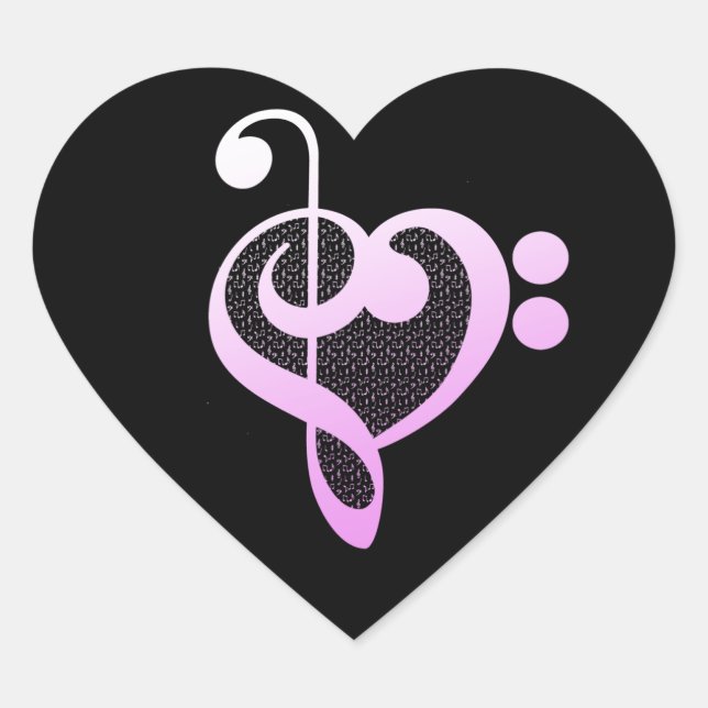 Adesivo Coração Coração Musical Rosa (Frente)