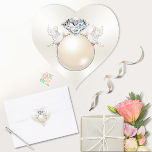 Adesivo Coração Coração, Pássaros Adoráveis, Pássaros Diamantes