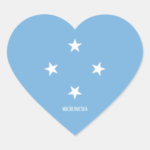 Adesivo Coração Coração Patriótico da Micronésia Flag