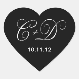 Adesivo Coração Coração preto e branco feito sob encomenda dado