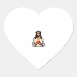 Adesivo Coração Coração Sagrado de Jesus Camisa da Fé com Gravura 