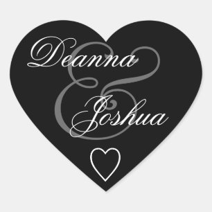 Adesivo Coração Coração V10 de Casamento de Envelope Negro