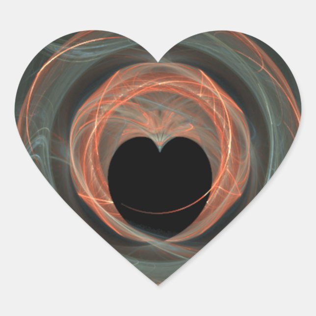 Adesivo Coração Coração Vermelho e Azul de Arte Fratural (Frente)