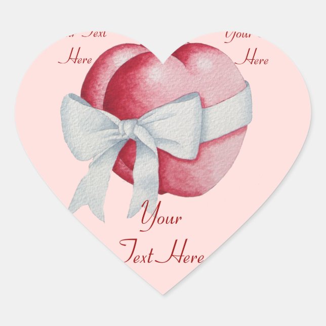 Adesivo Coração coração vermelho sobre fundo rosa (Frente)