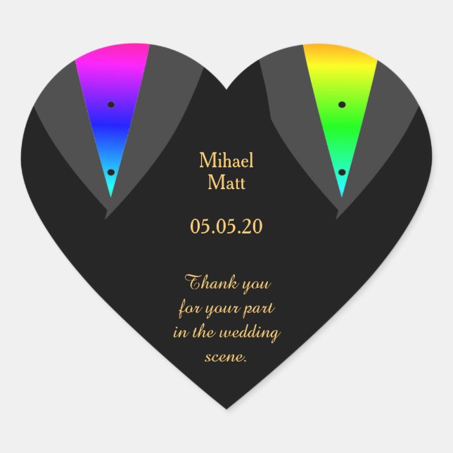 Adesivo Coração Corações Agitados com Gay de Orgulho Vestido (Frente)