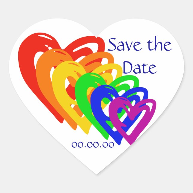 Adesivo Coração Corações Arco-Íris (Frente)