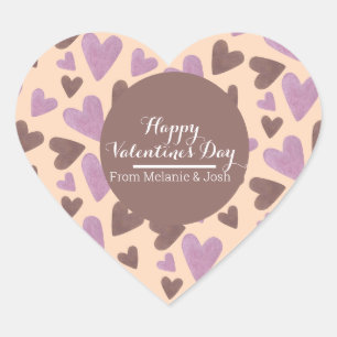 Adesivo Coração Corações de Aquarelas Manuais Cor de Chocolate R