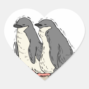 Adesivo Coração Corações de Casamento de Praia Sandy Casal Pingu