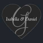 Adesivo Coração Corações de Casamento Monograma Selo Monograma<br><div class="desc">Corações de Casamento Monograma Selo Monograma</div>