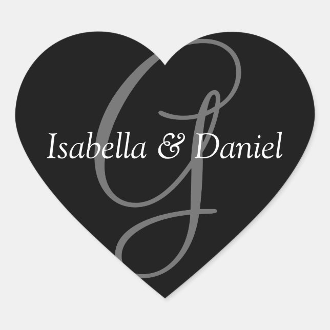 Adesivo Coração Corações de Casamento Monograma Selo Monograma (Frente)