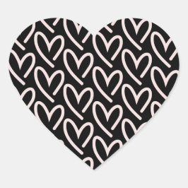 Adesivo Coração Corações de Corações Rosa com Fundo Negro