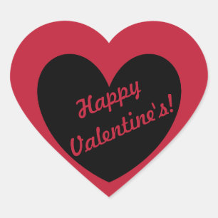 Adesivo Coração Corações de polca pretos em vermelho