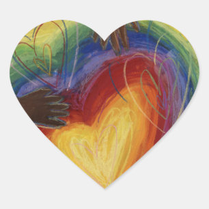 Adesivo Coração Corações e Mãos Adoram Diversidade Arte Palitos De