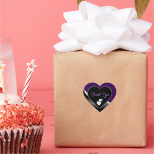 Adesivo Coração Corações Roxos Negros Elegantes Prata Onda Obrigad