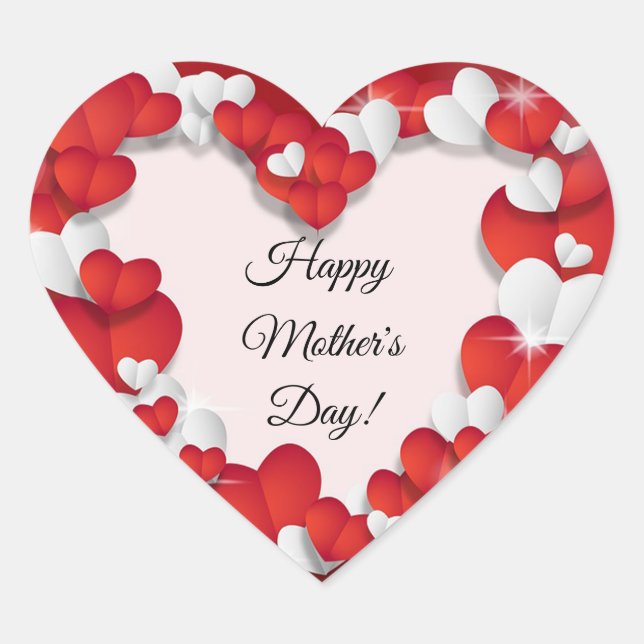 Adesivo Coração Corações Vermelho e Branco (Frente)